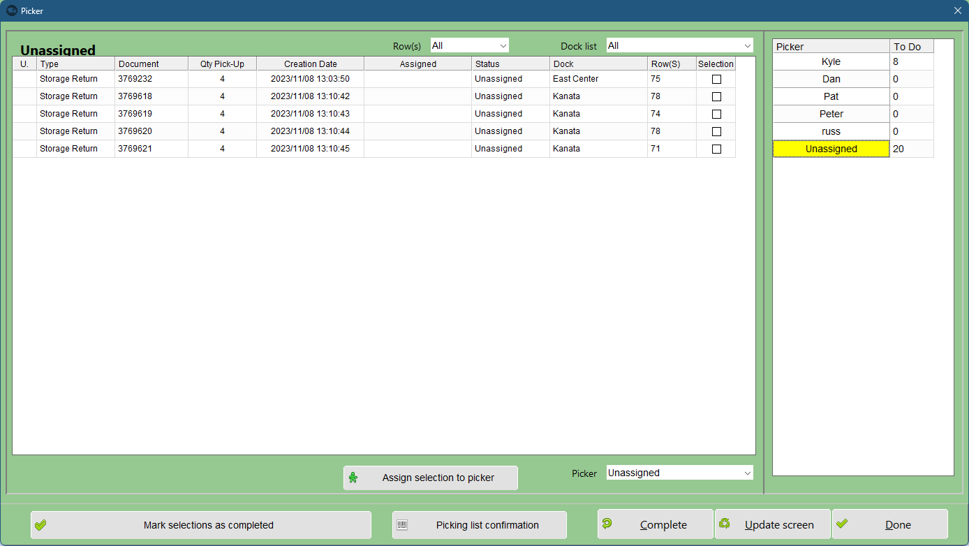 CYLABH ERP software order picking screen