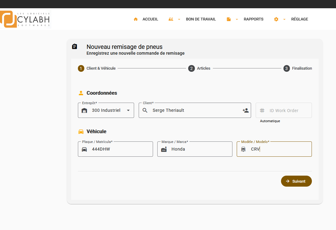 Create a tire storage record